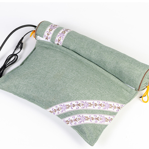 Low-Voltage Electric Heating Inflatable Flower and Herbs Pillow with Artemisia Filling Adjustable Heating Cervical Pillow Combo