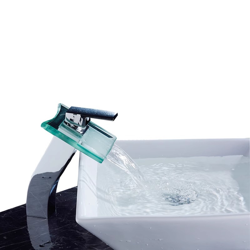 Grifos de agua de cascada de vidrio de cobre caliente y frío bañera fábrica de baño directo de comercio exterior transfronterizo para agua de cascada