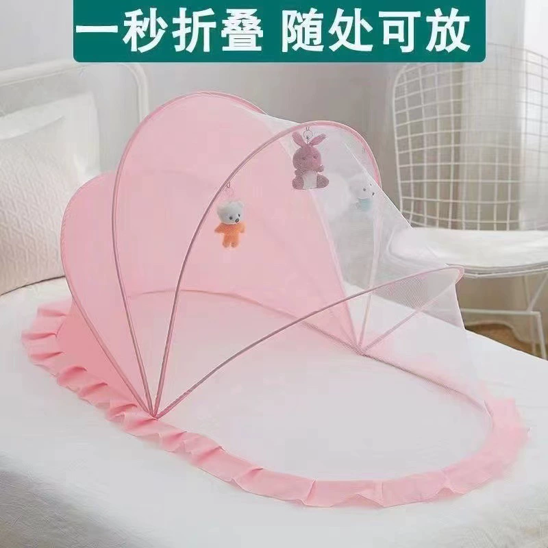 2024 готовая детская складная москитная сетка от трансграничного производителя, портативная детская москитная сетка без установки, обновленная версия, кружевной полукруг