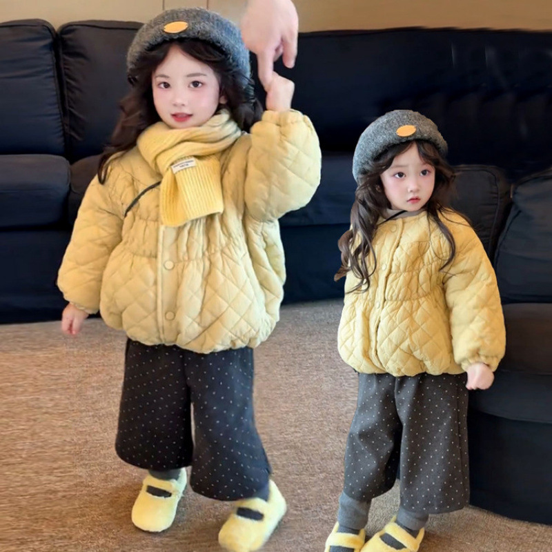 Capa de algodón de niñas 2025, ropa de invierno, nueva chaqueta de algodón para bebés de niñas, ropa de algodón para niños de invierno, chaqueta gruesa, moda