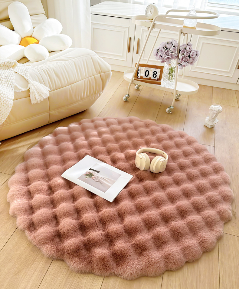 Cream Style Rabbit Plush Round Carpet Lazy Single Sofa Round Floor Mat Living Room Coffee Table Dressing Table Bedside Carpet
