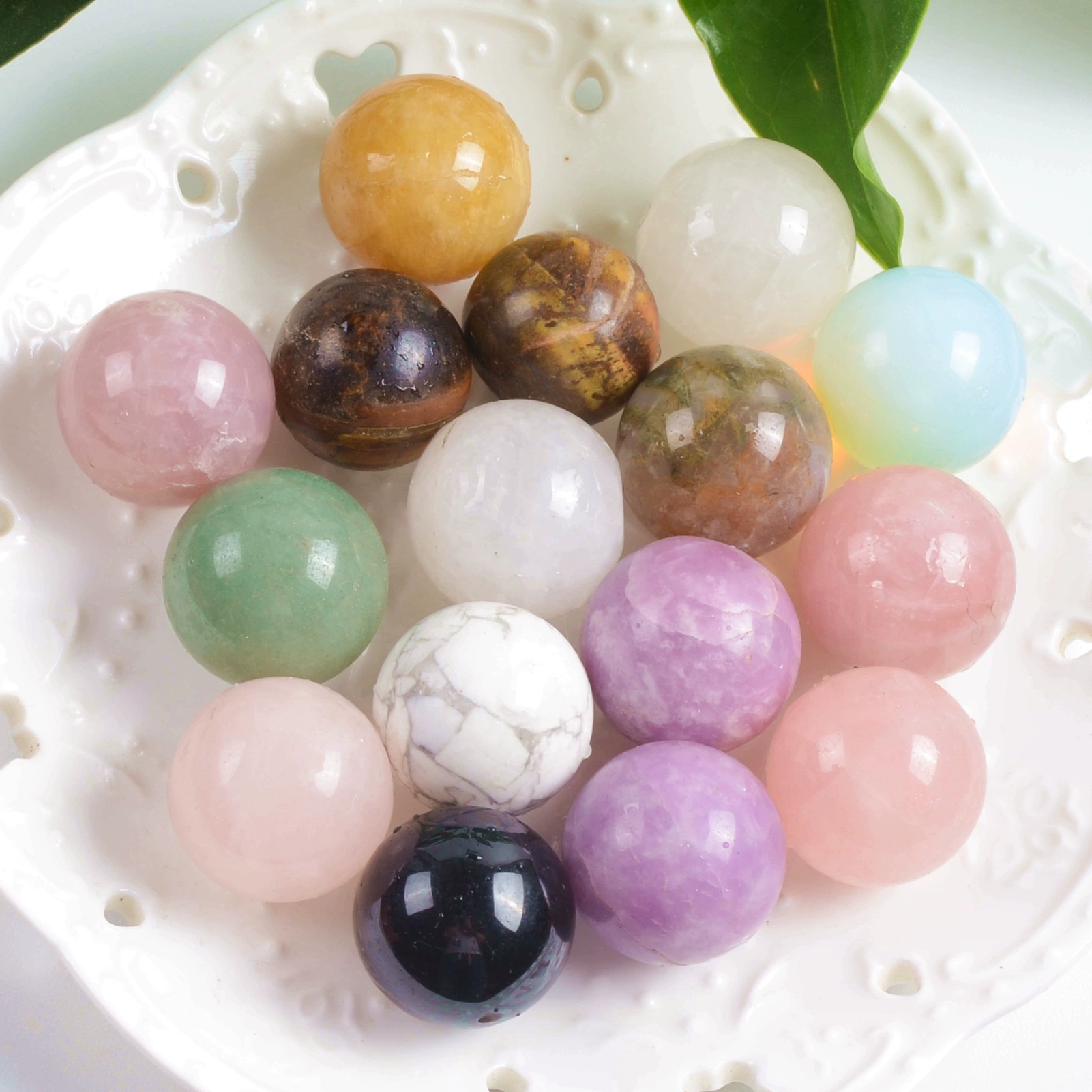 Natural water, natural ore, white crystal, round beads, decorations, 25mm