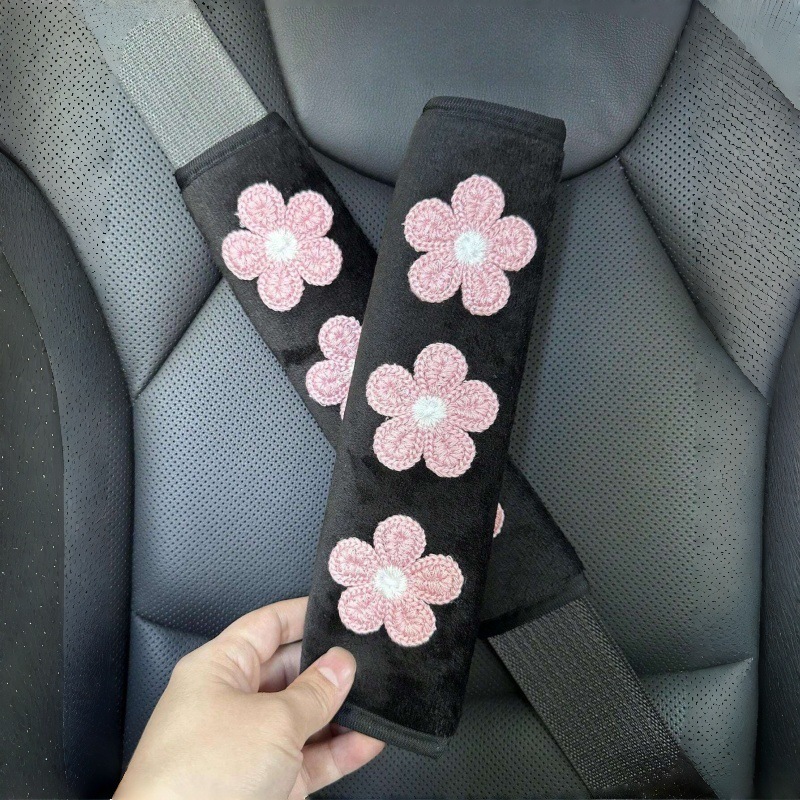 Car Seat Belt Shoulder Cover Flower Car Soft Anti-Strangle Protective Cover Lady Goddess Car Interior Decoration