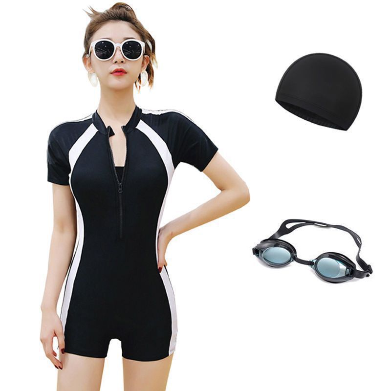 Integrado trajes de baño de mangas largas para mujeres adultos entrenamiento profesional conservador trajes de baño de ángulo plano para mujeres trajes de baño comercio exterior