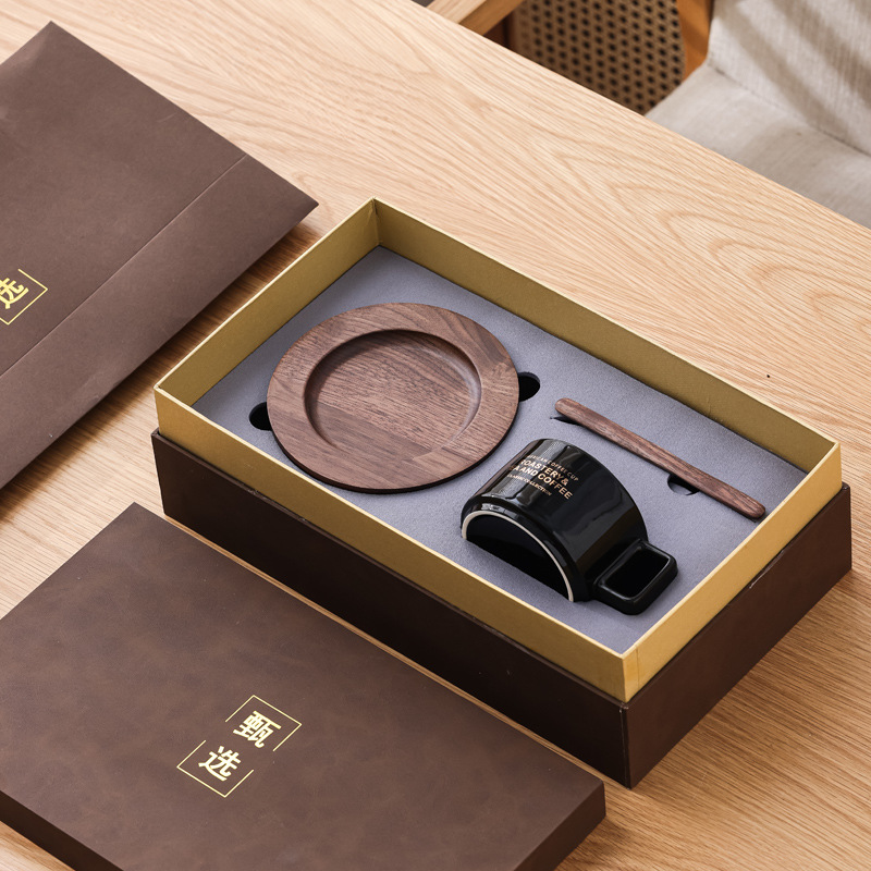 Taza de café americana con taza de nuez, taza de cerámica, taza de cerámica, regalo de mano