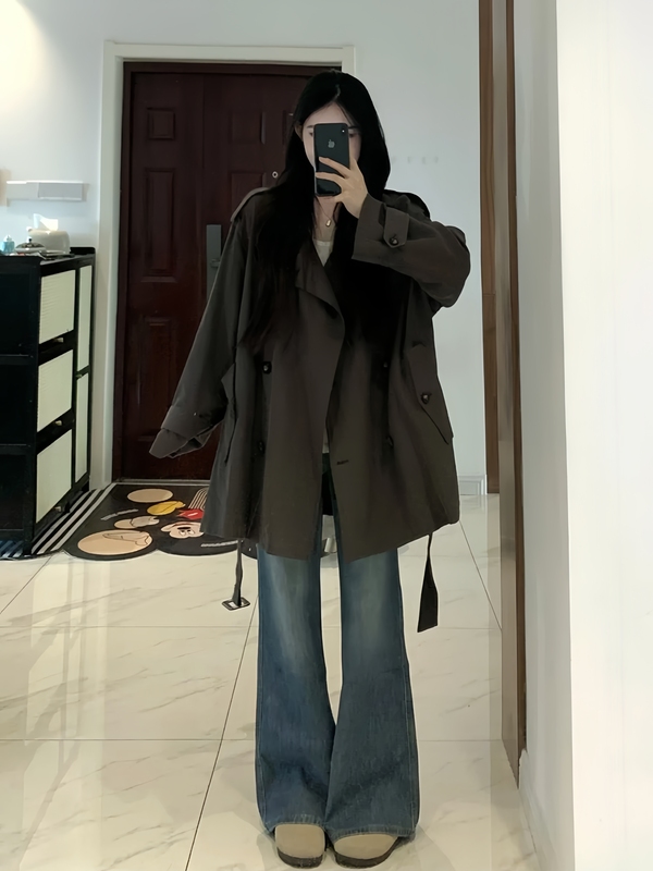短款宽松风衣外套女2025春秋季新款小个子巨好看薄款韩版韩系休闲|undefined