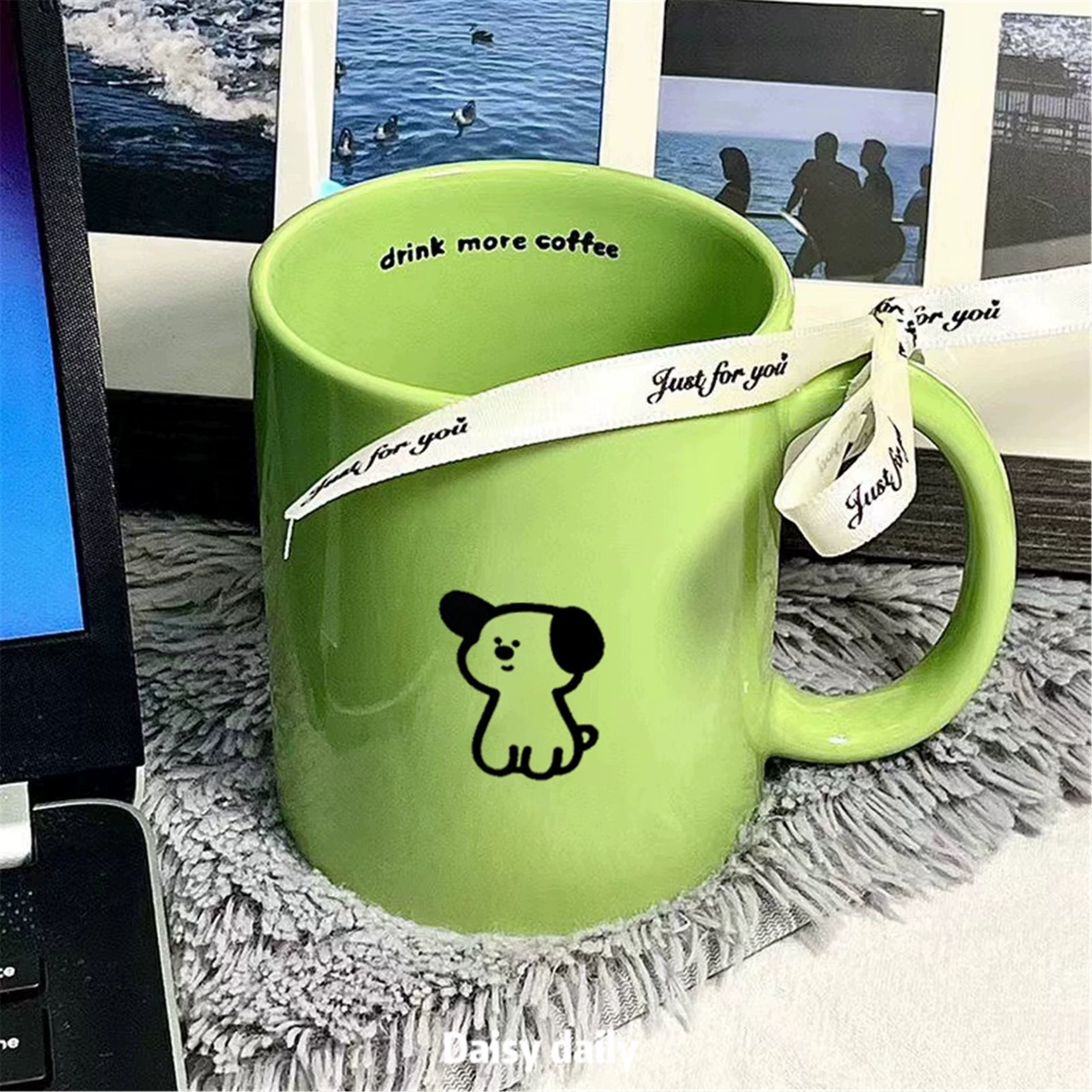 Неопознанная зеленая щенок Mark Cup керамическая кружка пара кружка для воды офисная высокая ценность кофейная кружка молочная кружка милая кружка