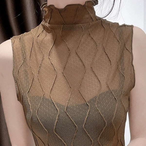 Весенне-осенняя новая кружевная Базовая рубашка с высоким воротником, Женская шикарная тонкая внутренняя Базовая рубашка высокого класса, Топ