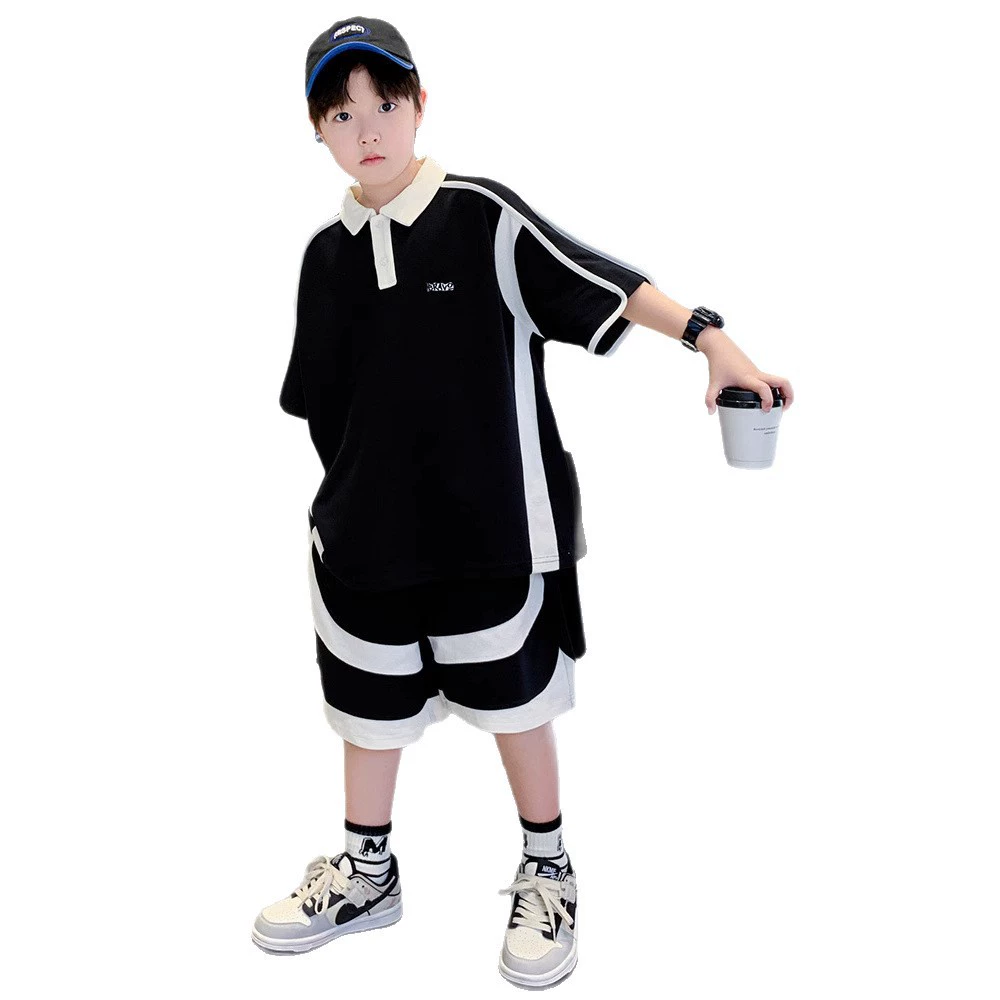 Summer clothing, children's set, summer polo, for teenagers, with short sleeve