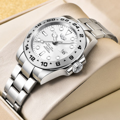 LIGE/利格跨境專供男士石英手錶三針日曆夜光手錶男士防水腕錶