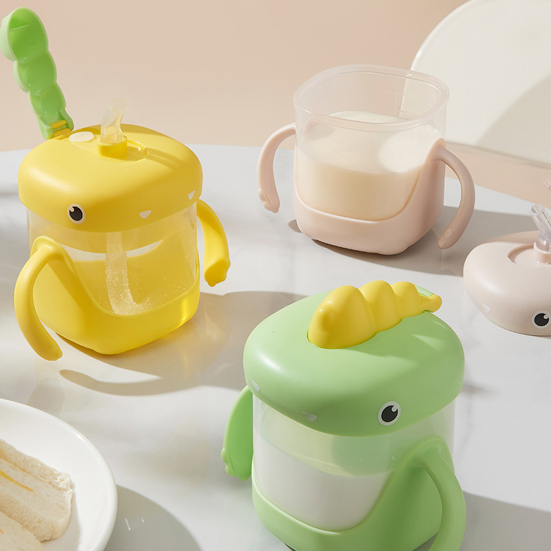Taza de leche para niños con escalas de paja Taza de agua resistente a caídas Taza de plástico doméstica para bebés