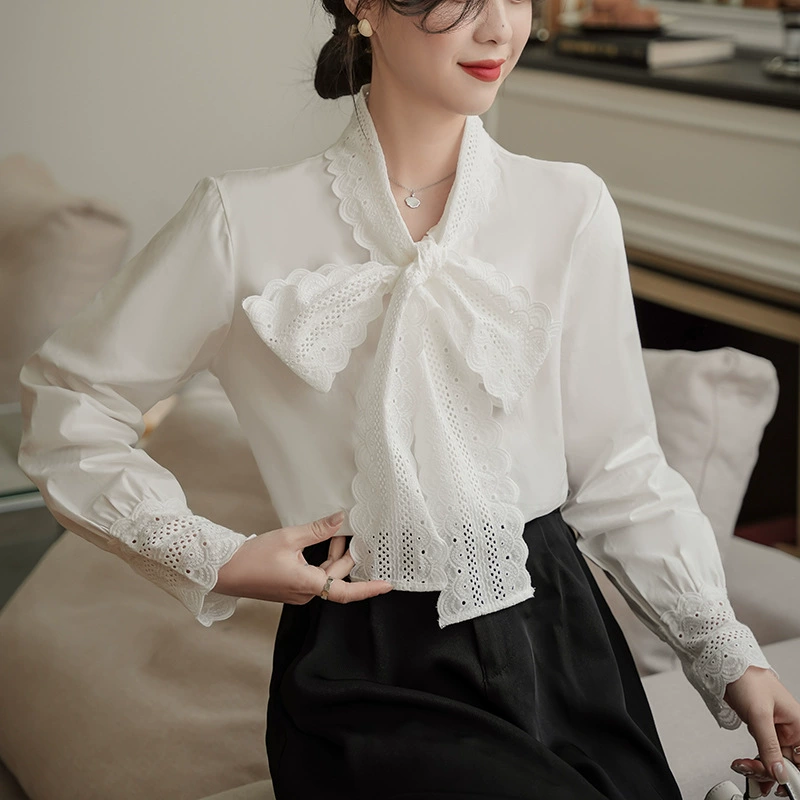 Настоящий выстрел французский Нежный кружевной Белый Топ женский внутренний дизайн чувство ниша новый сладкий