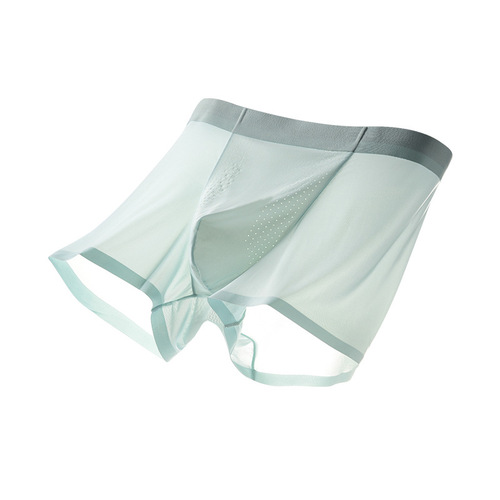 Ice silk underwear men's summer seamless coolness thin breathable mulberry silk antibacterial boys' sports boxer briefs wholesale