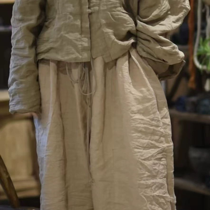 24/8 SN82 рами с подкладкой двухслойные повседневные широкие брюки