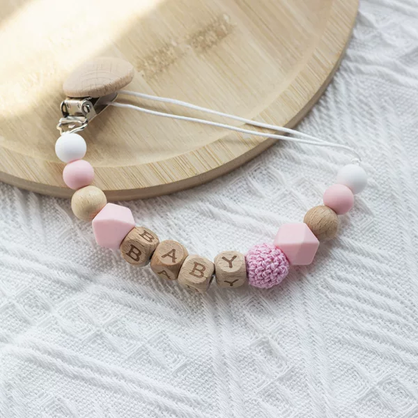 Ins Scandinavian Style Maternal and Infant Products Pacifier Beech Silicone Pacifier Chain Amazon Export Anti-Fall Chain