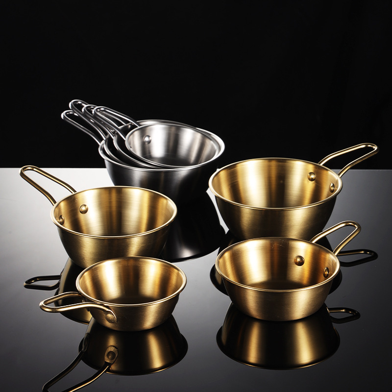 En 304 Stainless Steel Rice Wine Bowl Titanium Plated Gold Multi-Size Children's Bowl with Handle Outdoor Camping suit