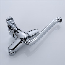 厨房双孔入墙式水龙头洗菜盆拖把全铜冷热混水阀混合卫浴安装通用