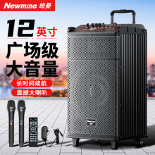 纽曼N520广场舞大功率重低音户外K歌蓝牙拉杆音箱双麦适配器12吋