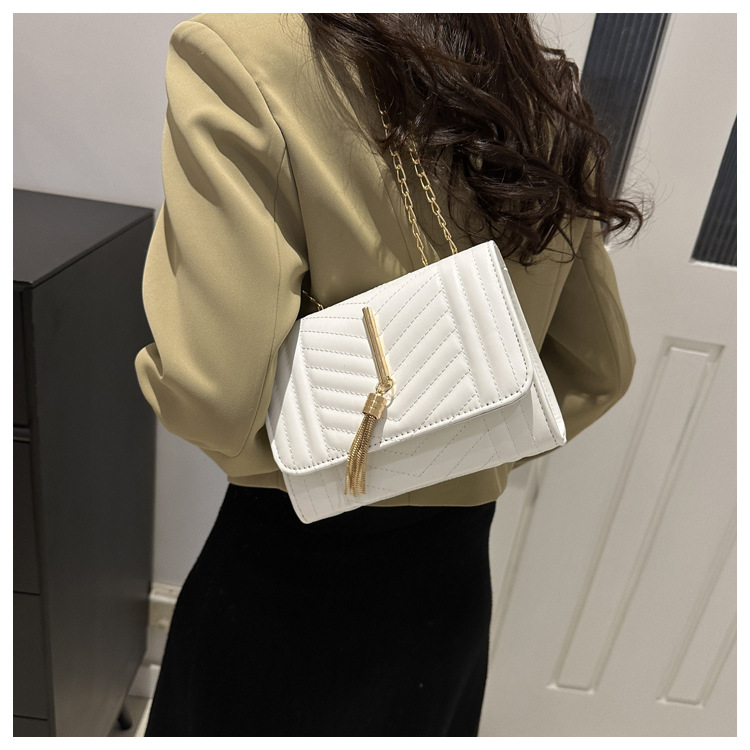 Borsa a tracolla donna con ricamo catena e nappine elegante_voghion.com