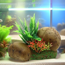 新品 鱼缸造景假山石头 黄岩石造景 椰树小水草假山石 树脂工艺品