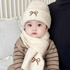 儿童帽子围巾套装韩国冬季新款男女童针织帽保暖两件套宝宝毛线帽