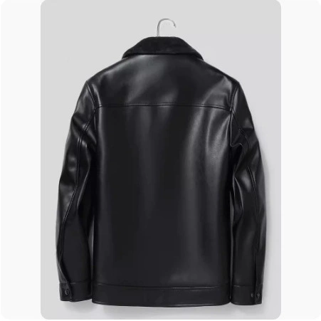 Short down jacket, genuine leather, slim fit