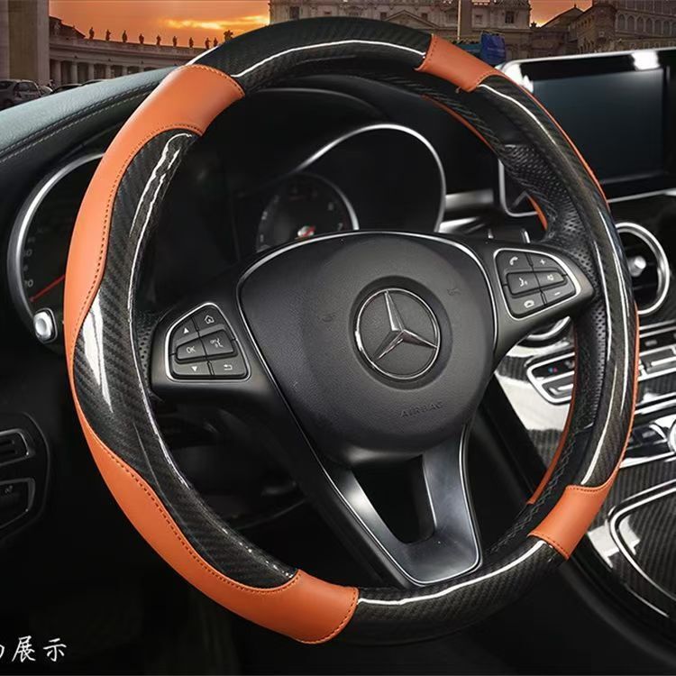 自動車ハンドルカバー新型四季通用ハンドル通用カラー炭素繊維二重グリップカバー耐摩耗滑り止め|undefined