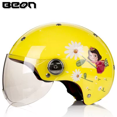 Motosiklet dəbilqələri – All-Season Half Helmet, Electric Vehicle - s-bright-yellow-and-green-little-princess-b103