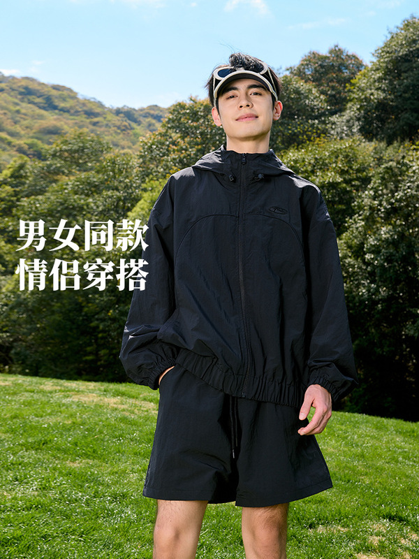 夏の日焼け止め速乾フード付きジャケットショーツ UPF50+ 男女同じスタイルマウンテンスキン服クール日焼け止めスーツ|undefined