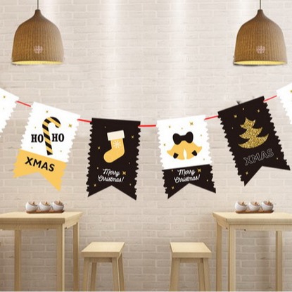 Nuevo PAPEL DE Navidad tirar de la bandera centro comercial entretenimiento lugar decoración suministros cola de pez tirar flor decoración navideña bandera colorida