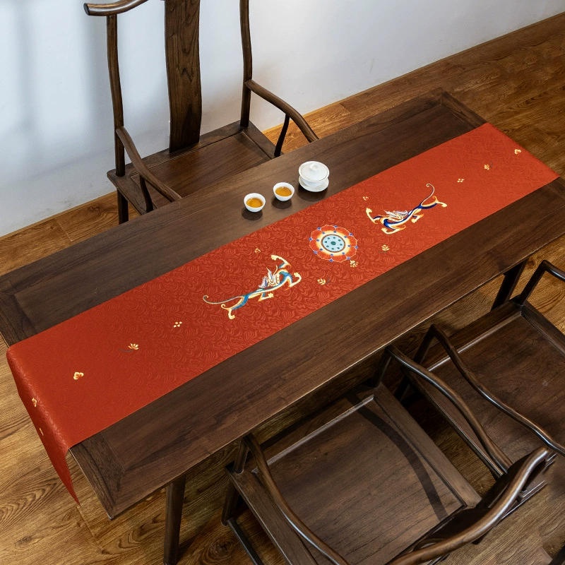 Плоская угловая ткань бабочки лотос с двумя драконами чайный коврик водонепроницаемый как внутри, так и снаружи