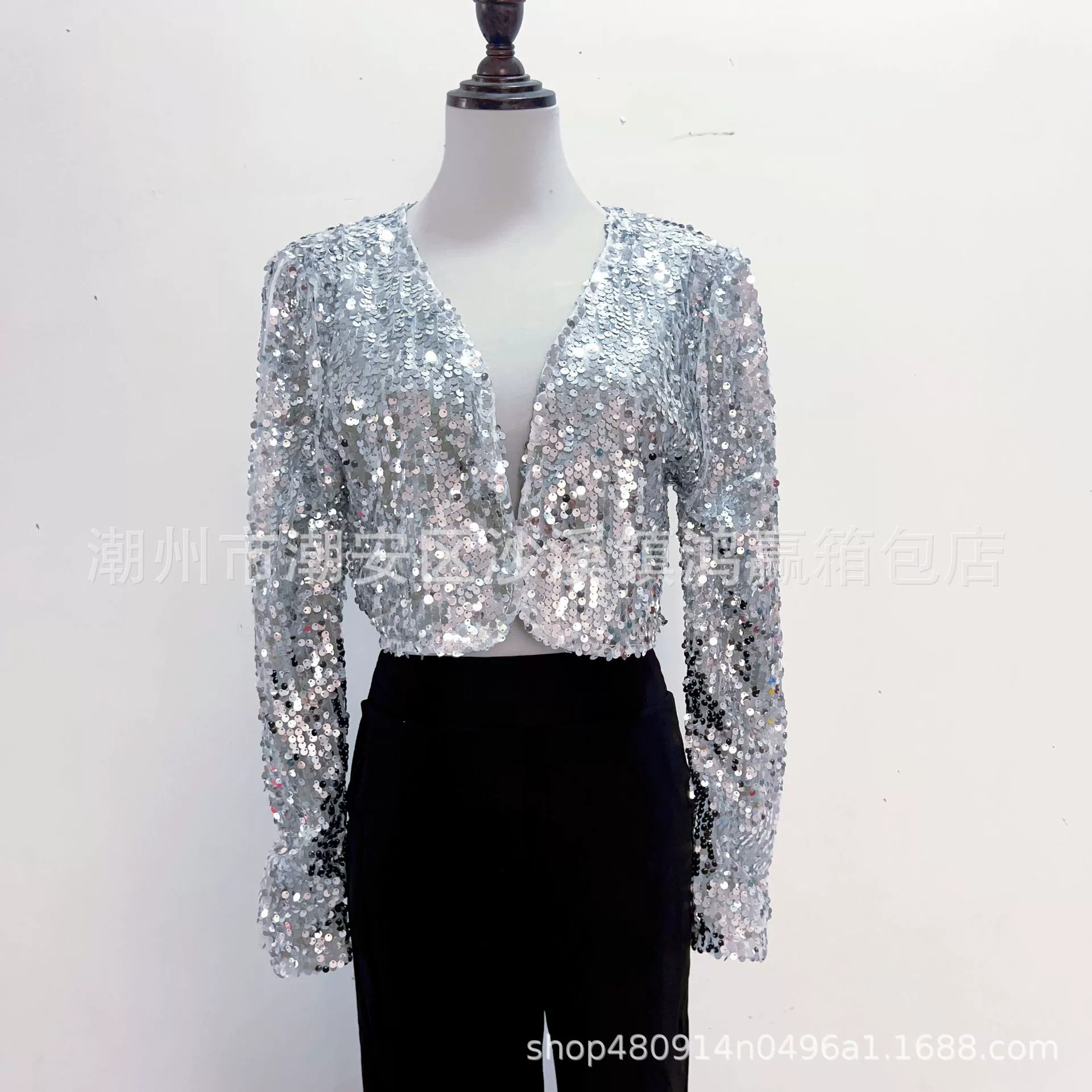 Европейский универсальный короткий блейзер с пайетками, кардиган для джазовых танцев, верхняя одежда с длинными рукавами, вечерние сцены