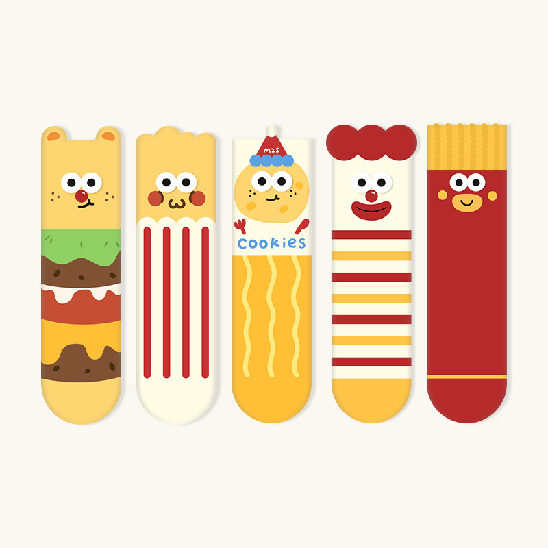 Cute and Funny Socks for Couples, Personalized Burgers, Fries, Sausages, Cute Cartoon Stereo Big-Eyed Mid-Calf Socks