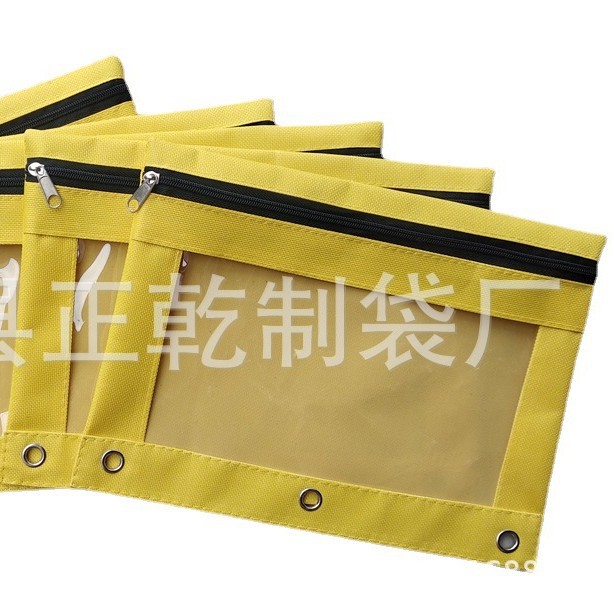 Estuche para lápices de tela Oxford 600D con tres compartimentos, bolsa para documentos de PVC, artículos de papelería transfronterizos