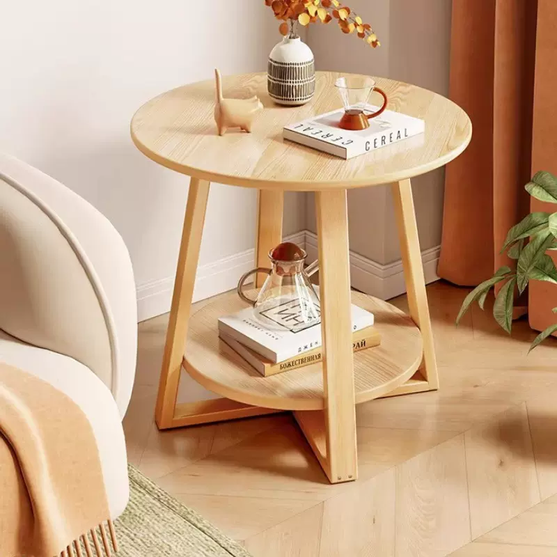 茶几客厅家用小户型沙发圆形阳台小桌子茶桌简约原木色床头柜边几