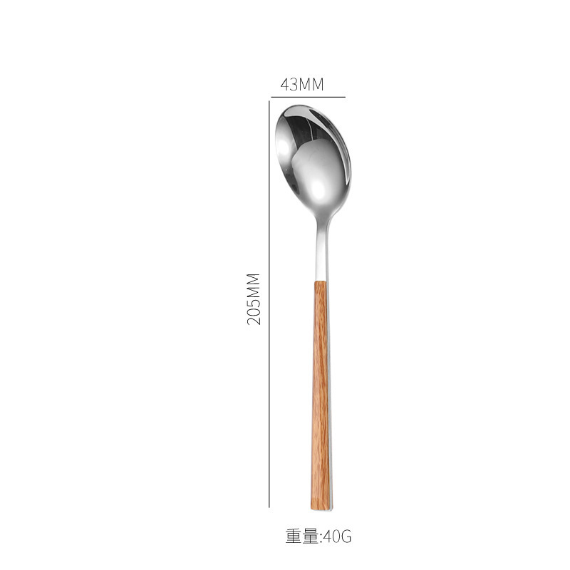430ステンレスの軽い豪華な木の柄の日本式のナイフのフォークのスプーンの食器のセットの木目の食器のナイフのフォークのコーヒーのスプーン|undefined