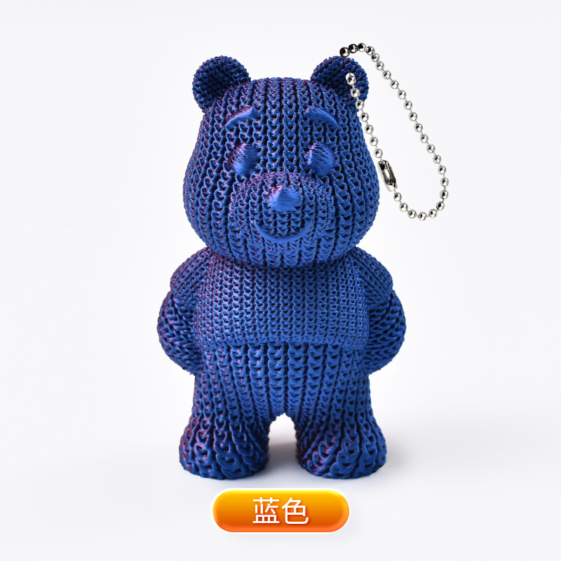 Llavero con Colgante de Osito de Peluche Tejido, Impreso en 3D, Recuerdo, Juguete Impreso en 3D, para Llaves de Coche, Éxito de Ventas Transfronterizo