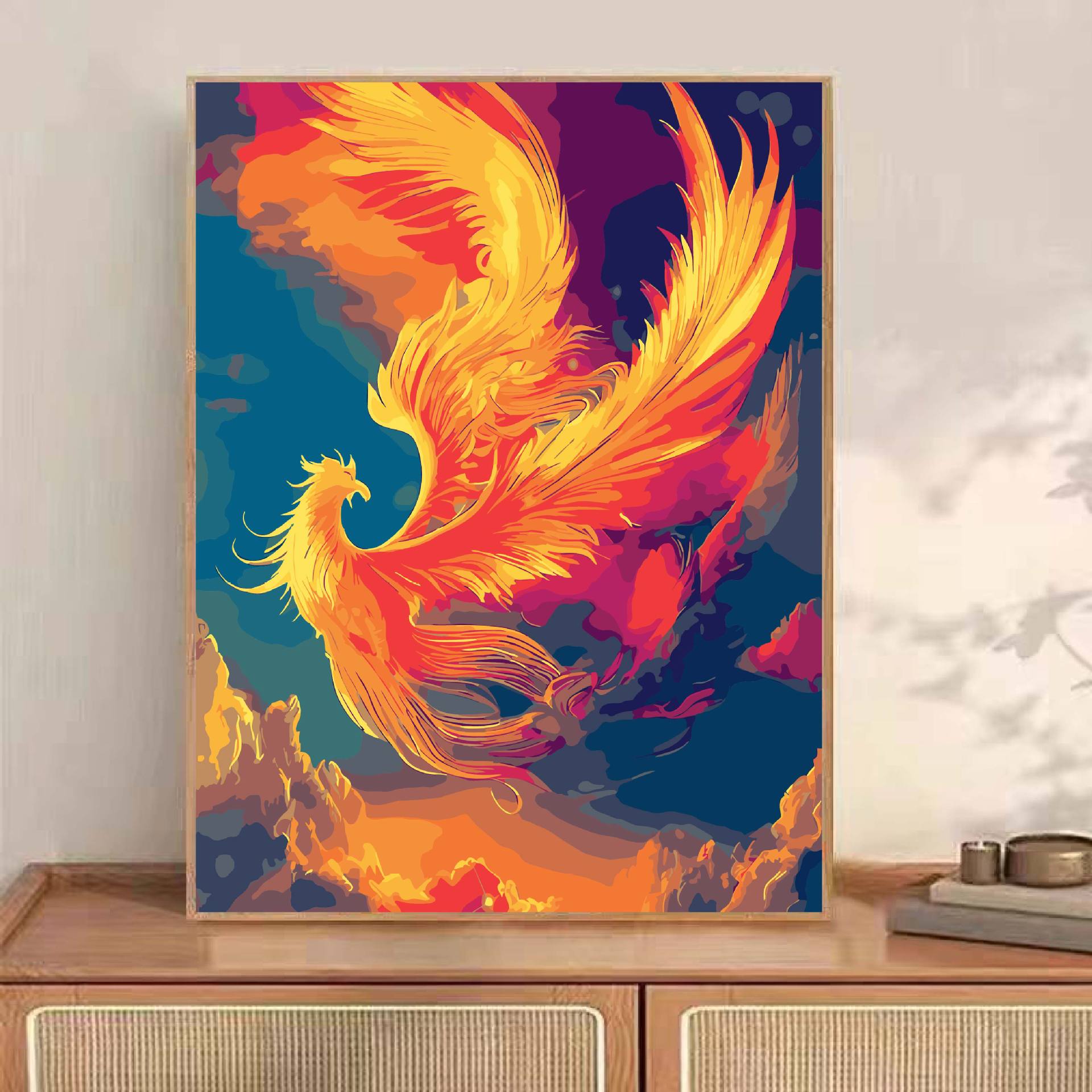 Phoenix en el vuelo pintura al óleo digital di relleno de la nueva tendencia china estilo chino artesanal decoración de la sala de estar colgante de pared