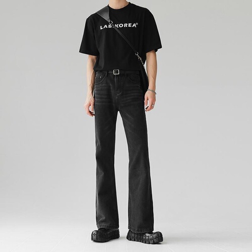 High-end, slightly flared pants for men and women | Flowing denim jeans | Vintage washed floor-sweeping trousers | Loose, versatile, trendy long pants