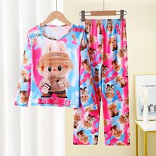 跨境女童睡衣春秋季2024新款男童薄款长袖套装儿童女孩公主家居服