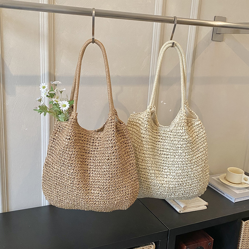 Straw Woven Beach Bag Large Capacity Vacation Shoulder Bag For Women 2026 Summer New Arrival - Thumbnail 2