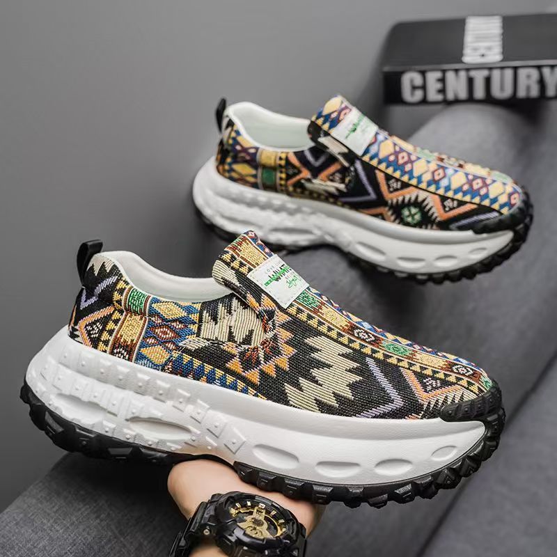 2025 verano nuevo estilo zapatos de hombre de alta suela gruesa zapatos deportivos casuales perezosos zapatos antideslizantes resistentes al desgaste y transpirables