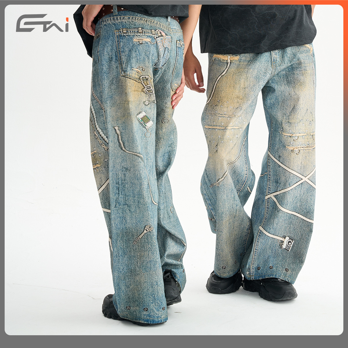 ETAI Hombre| Algodón de alta calidad impresa en 3D jeans rectos sueltos de moda para hombres pesados pantalones para hombres