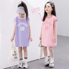 女童T恤裙子2025夏季新款童装儿童无袖运动背心洋气宝宝连衣裙