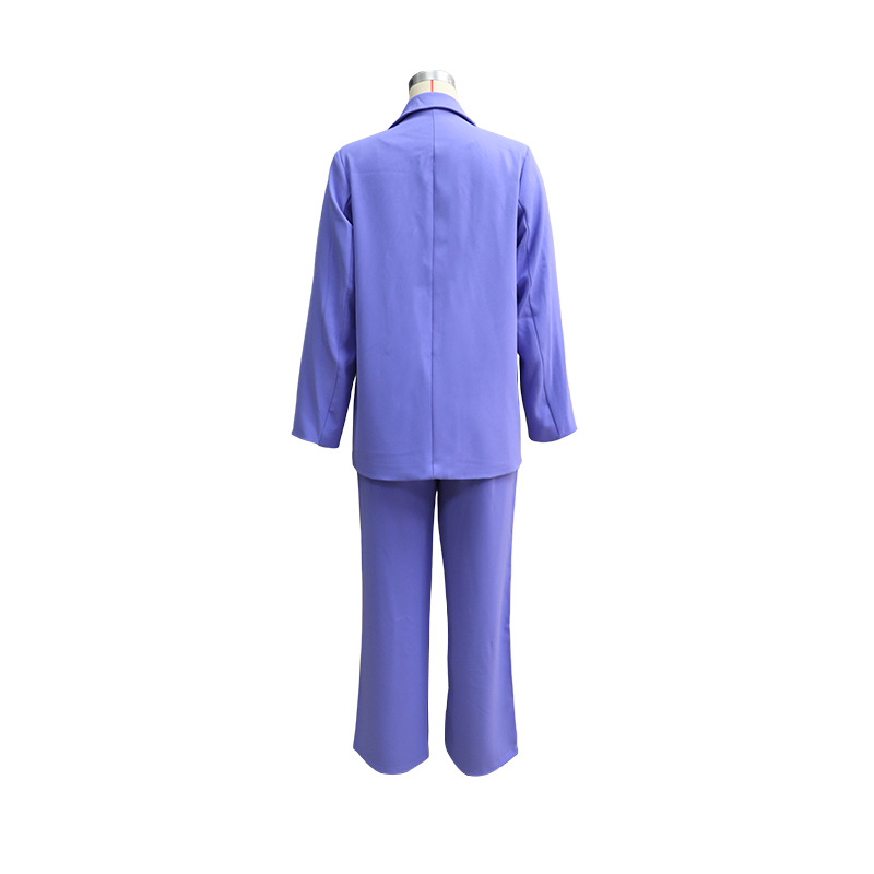 Women's Pant Sets Solid Colour Commuter Suit With High Waist Trousers_voghion.com