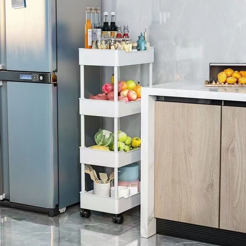 Estante de almacenamiento de carro pequeño sala de estar cocina doméstica piso de piso dormitorio multicapa snack móvil almacenamiento de almacenamiento de baño