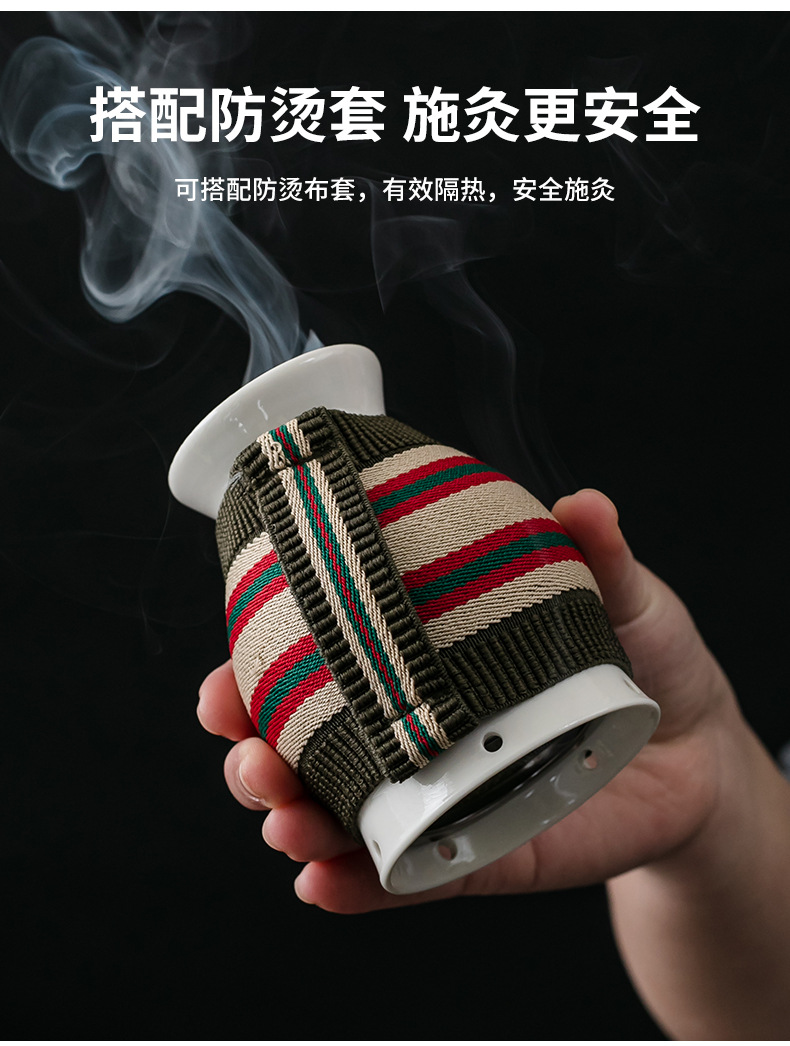 Ceramic Moxibustion Cup Massage Jar Multi-Function Warming Therapy Device for Home Body Care quality and texture