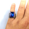 Ring, sapphire golden earrings, set, accessory, wholesale