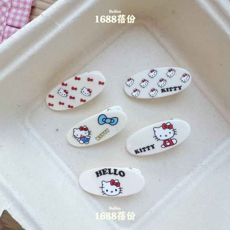 hellokitty发卡可爱甜美珍凯蒂猫椭圆发夹少女刘海侧边夹百搭发饰|undefined