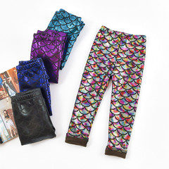 Children's Shiny Scale Leggings Autumn/Winter Girls' Padded Warm Long Pants Middle/Small Children's Pants Wholesale